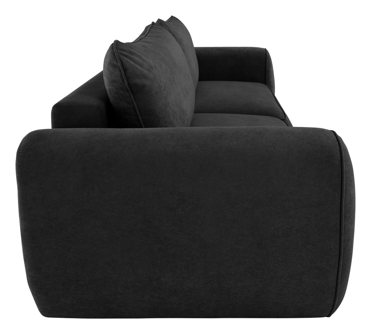 SCHLAFSOFA Chenille Graphitfarben  inkl. Zierkissen, Rückenkissen, Bettkasten, Schlaffunktion, Rücken echt, Liegefläche im Originalstoff  - Schwarz/Graphitfarben, KONVENTIONELL, Kunststoff/Textil (257/96/110cm) - Milino