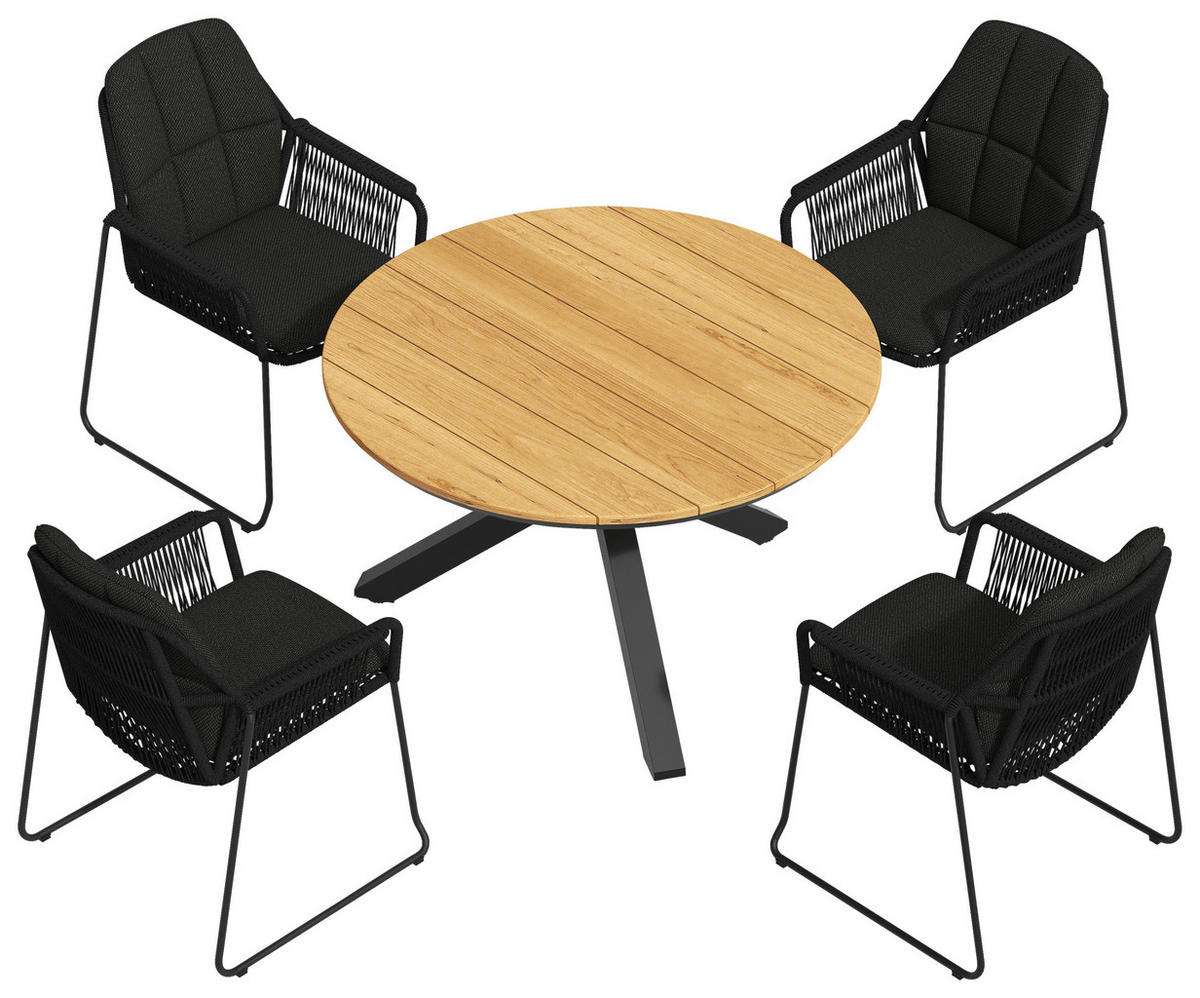 STOL  jeklo črna  - črna, Basics, kovina/tekstil (66/87/64cm) - Tierra Outdoor