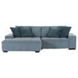 ECKSOFA Blau, Petrol Flachgewebe  - Blau/Petrol, KONVENTIONELL, Holz/Textil (190/270cm) - Carryhome