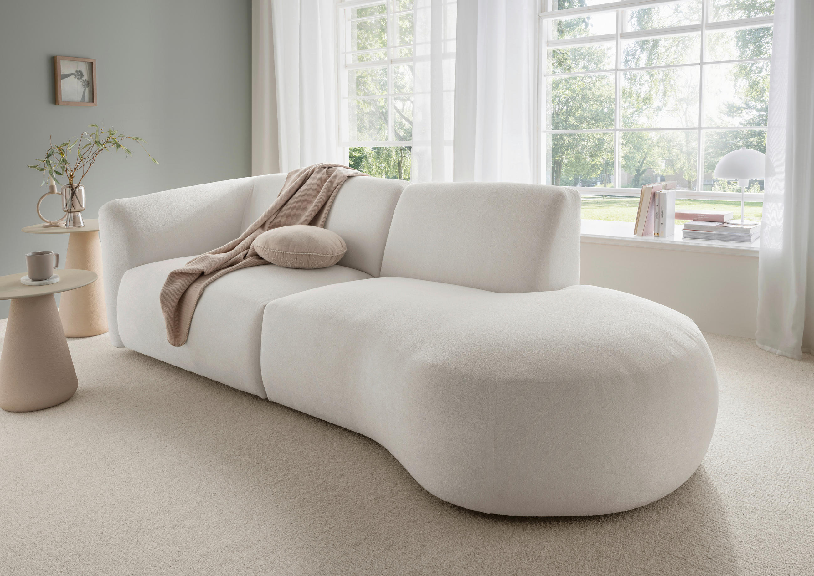 ECKSOFA Jesi Beige Mikrofaser  - Beige/Schwarz, MODERN, Kunststoff/Textil (238/107cm) - Livetastic
