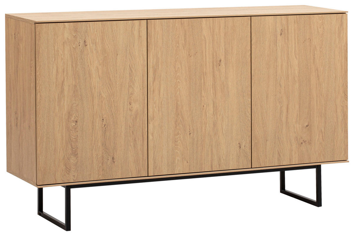 SIDEBOARD  in 150/90/40 cm  - Eichefarben/Schwarz, Design, Holzwerkstoff/Metall (150/90/40cm) - Modante