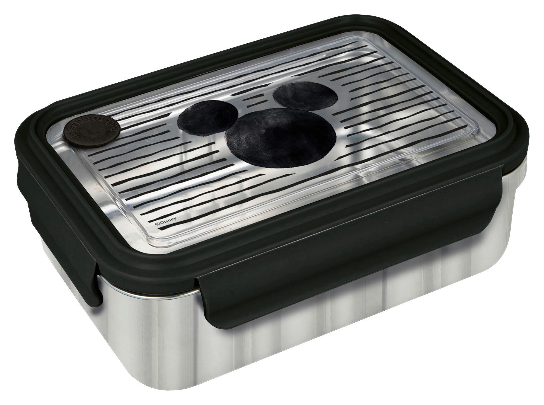 Disney Lunchbox Transparent, Edelstahl, Schwarz 14.2x7.2x19.5 cm