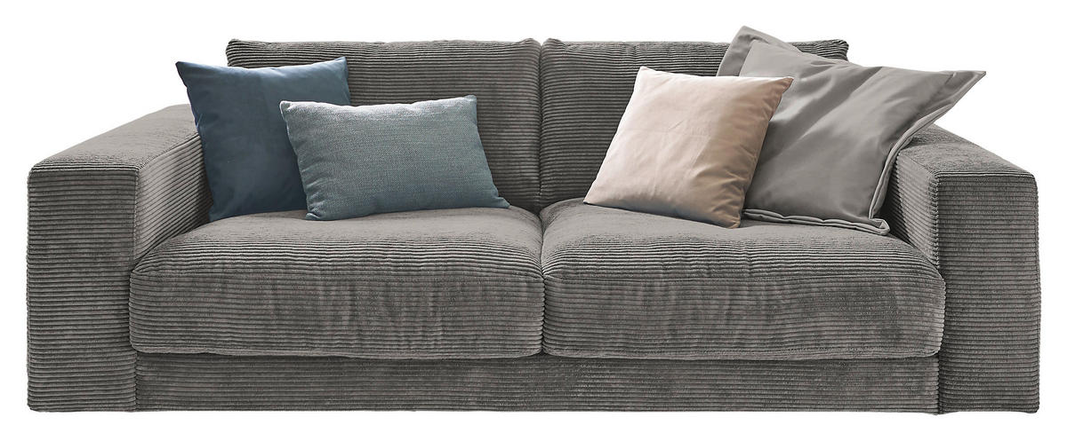 2-SITZER-SOFA Cord Dunkelgrau  - Dunkelgrau/Schwarz, Design, Kunststoff/Textil (230/85/127cm) - Hom`in