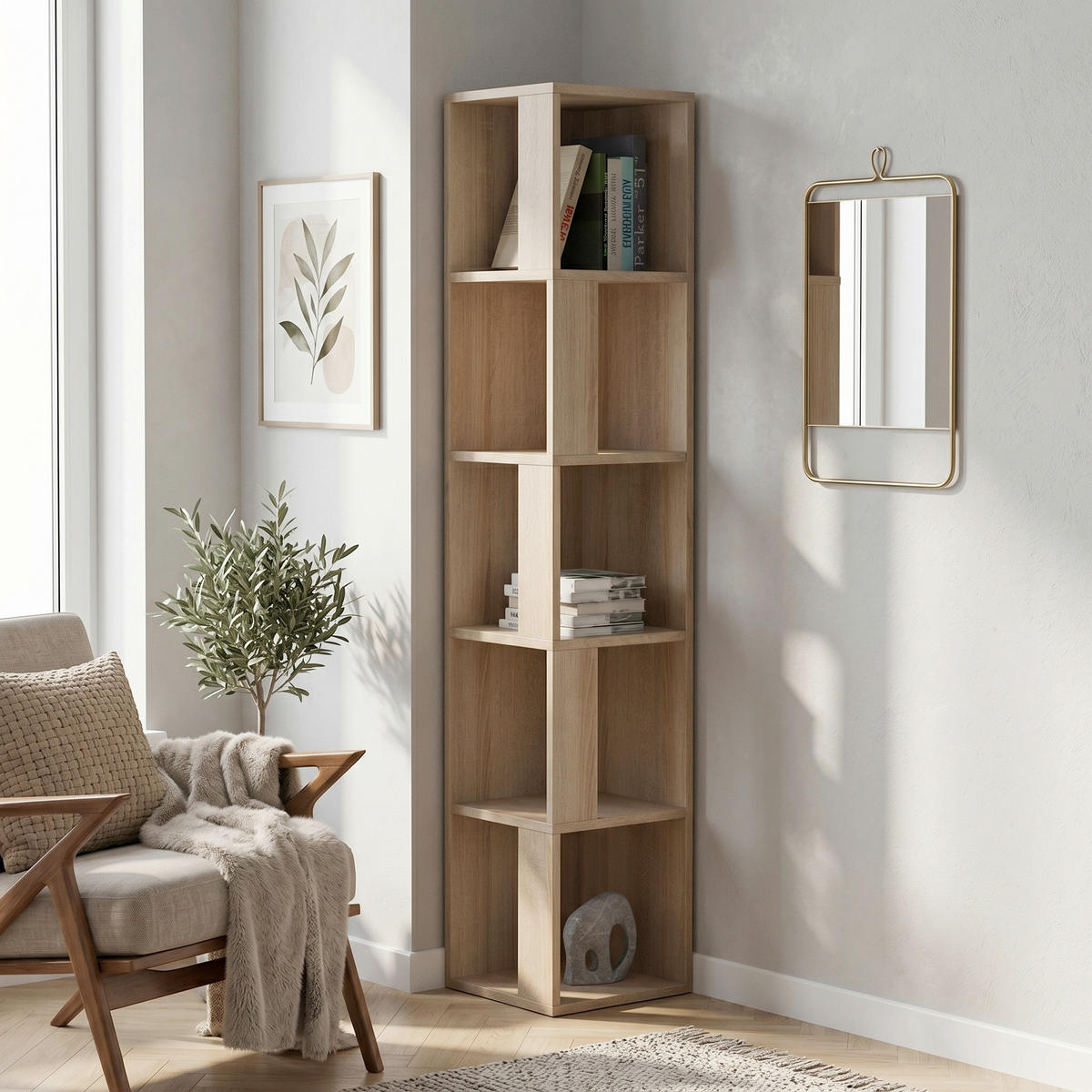 ECKREGAL - Eichefarben, Design, Holzwerkstoff (32/159/32cm) - Livetastic