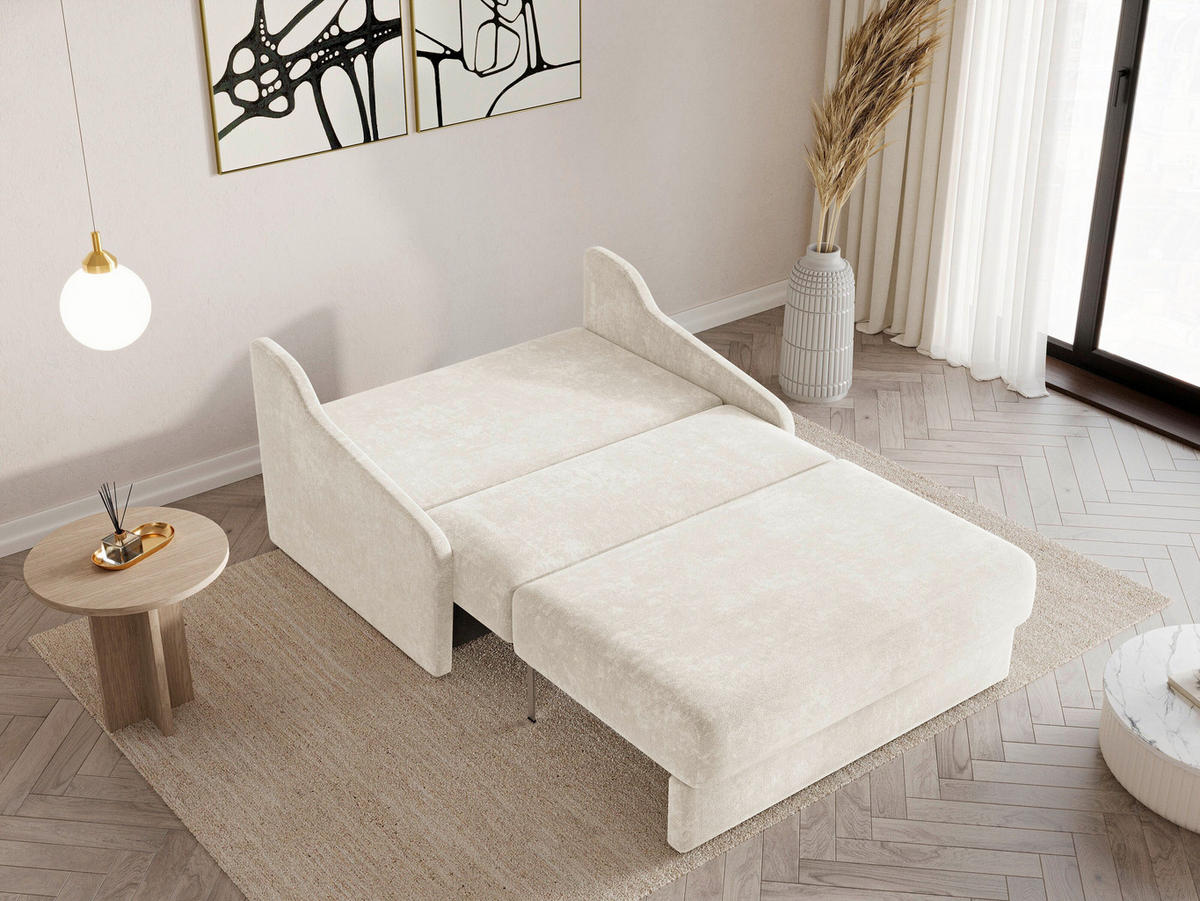 SCHLAFSOFA Creme  - Creme/Schwarz, Design, Kunststoff/Textil (136/86/113cm) - MID.YOU