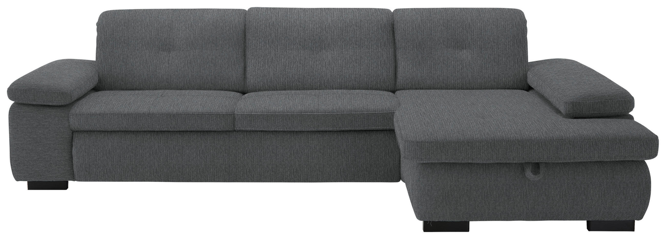 ECKSOFA in Flachgewebe Graubraun  - Graubraun/Schwarz, Design, Textil/Metall (297/174cm) - Beldomo Style