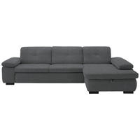 ECKSOFA in Flachgewebe Graubraun  - Graubraun/Schwarz, Design, Textil/Metall (297/174cm) - Beldomo Style