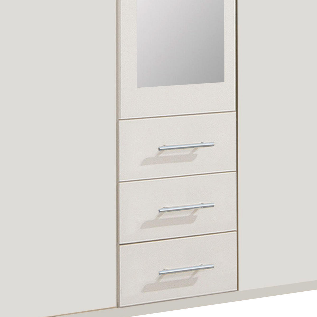 KLEIDERSCHRANK in Weiss  - Weiss/Silberfarben, Konventionell, Glas/Holzwerkstoff (225/210/58cm) - MID.YOU