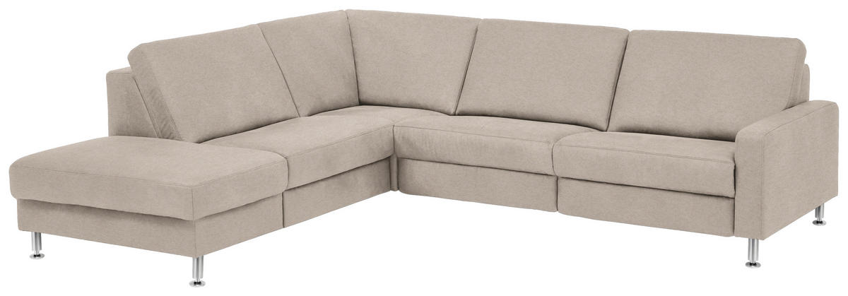 ECKSOFA in Mikrofaser Beige  - Beige/Alufarben, Design, Textil/Metall (242/275cm) - Dieter Knoll