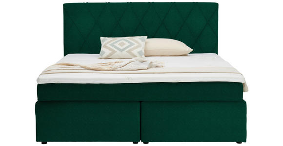 BOXSPRINGBETT 180/200 cm  in Grün  - Schwarz/Grün, Design, Kunststoff/Textil (180/200cm) - Xora
