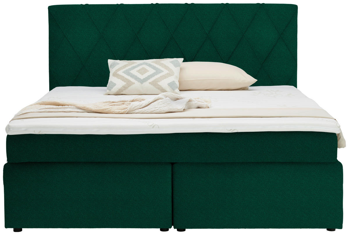 BOXSPRINGBETT 160/200 cm  in Grün  - Schwarz/Grün, Design, Holzwerkstoff/Kunststoff (160/200cm) - Xora