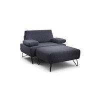 SESSELSET Chenille Armteilverstellung, Hocker    - Blau/Schwarz, Design, Textil/Metall (114-142/85/86-94cm) - SENSOO