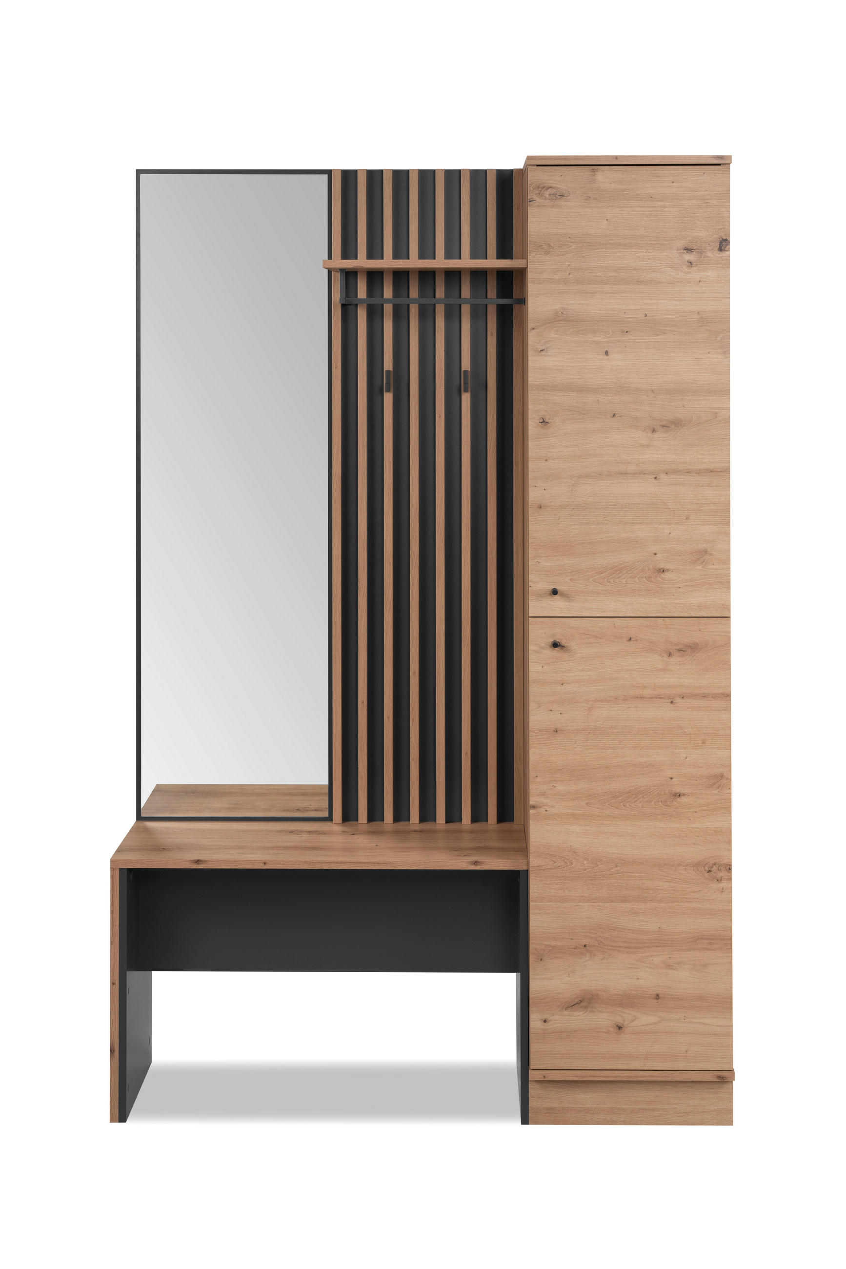 HALLMÖBEL 5 delar i 122/190/37 cm antracit, ek Artisan 190/122/37 cm