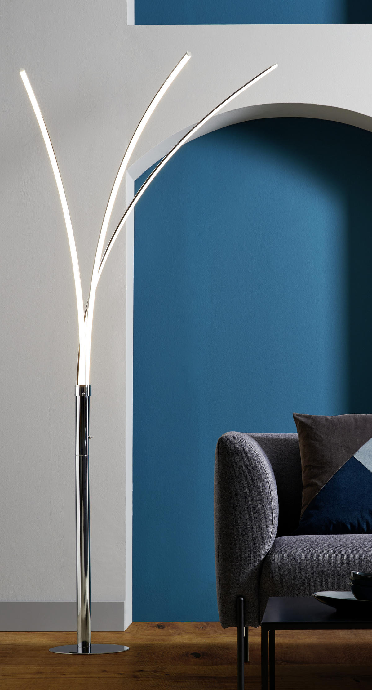 LED ÁLLÓLÁMPA - ezüst, Design, műanyag/fém (80/58/215cm)