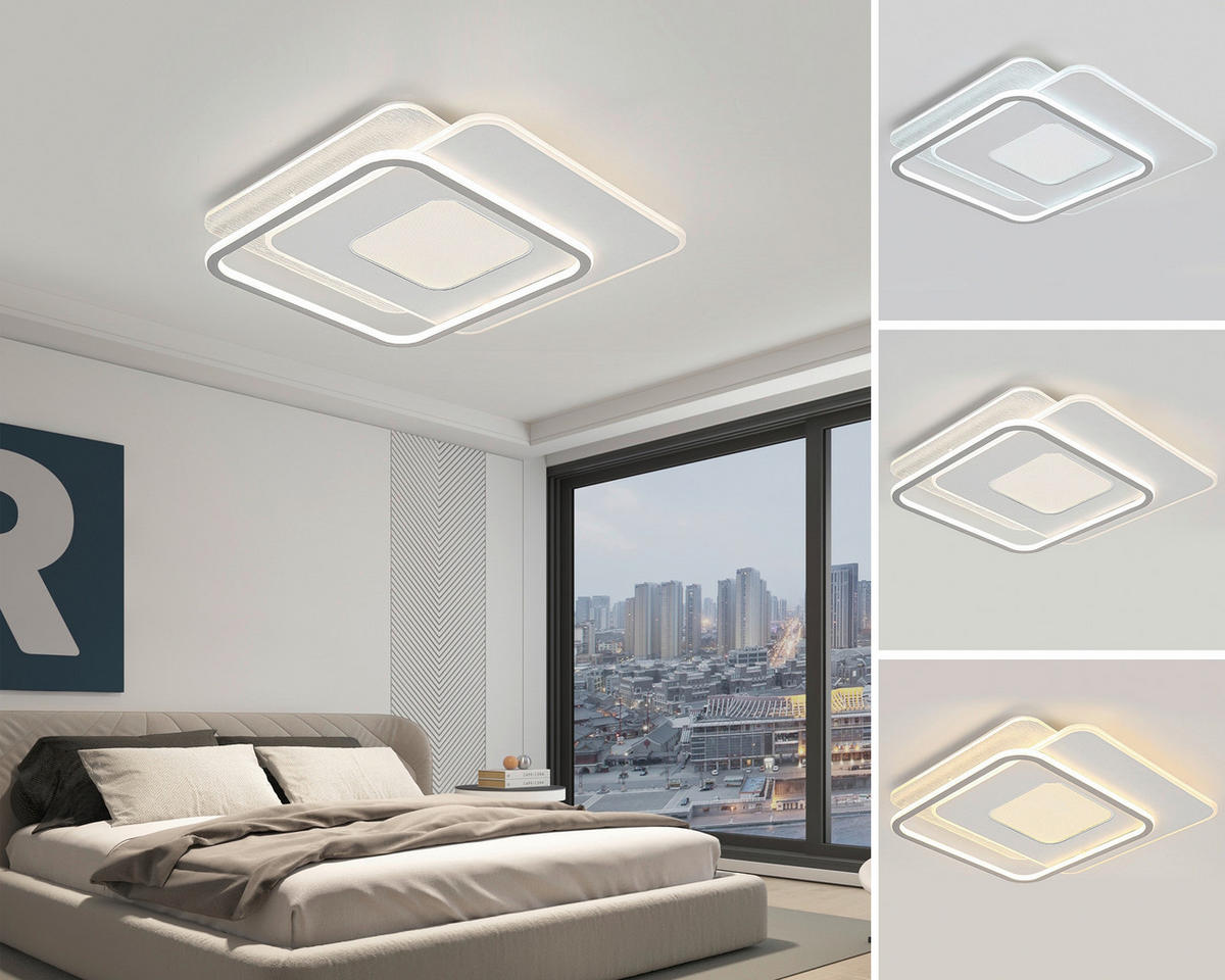 STROPNÍ SVÍTIDLO, 46,5/48,5/5 cm - bílá/barvy chromu, Trend, kov/plast (46,5/48,5/5cm) - Novel