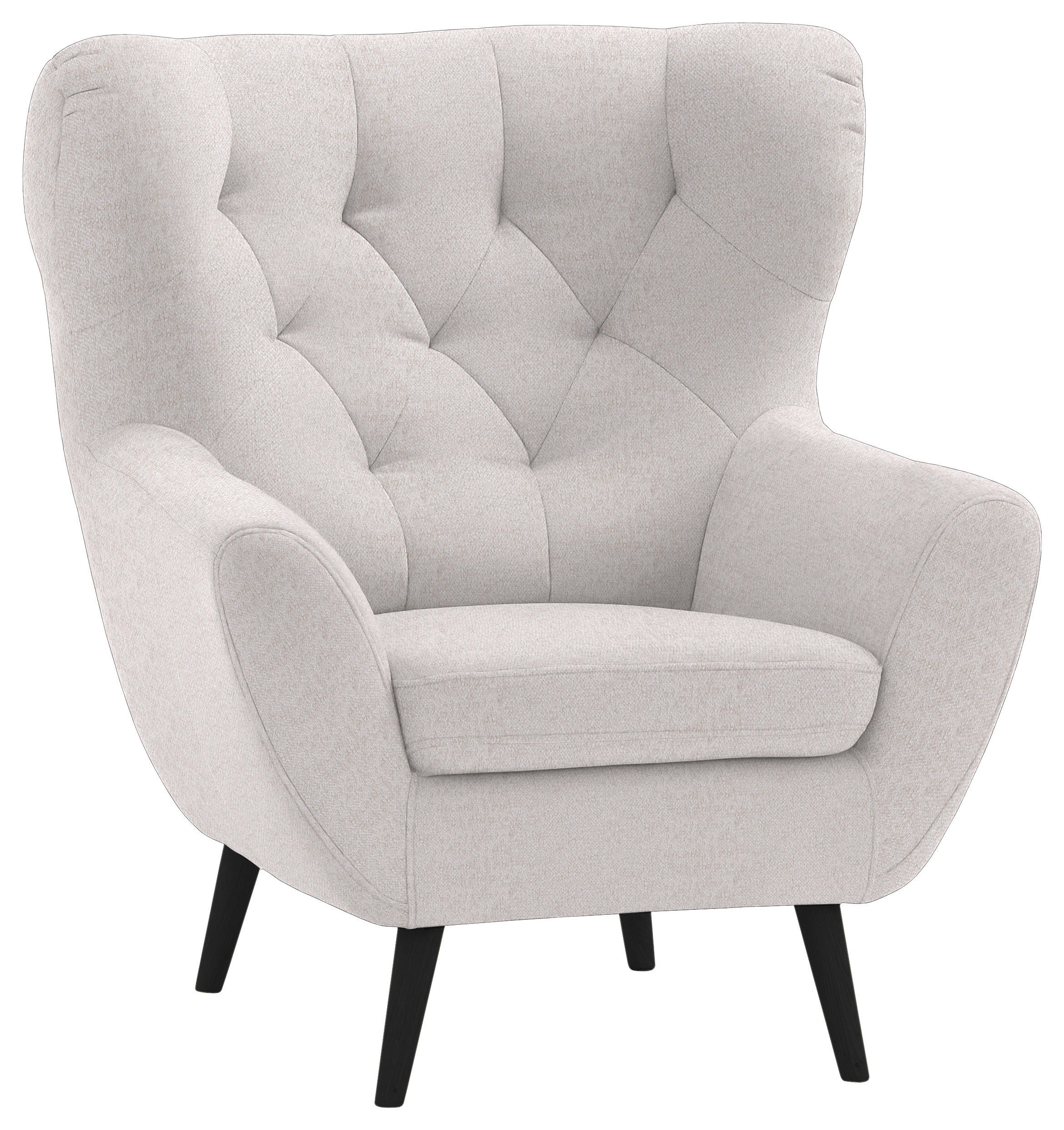SESSEL in Webstoff Beige  - Anthrazit/Beige, Design, Holz/Textil (87/101/95cm) - Stylife
