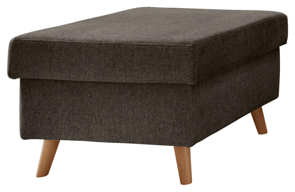 HOCKER in Textil Braun  - Naturfarben/Braun, KONVENTIONELL, Holz/Textil (61/43/61cm) - P & B