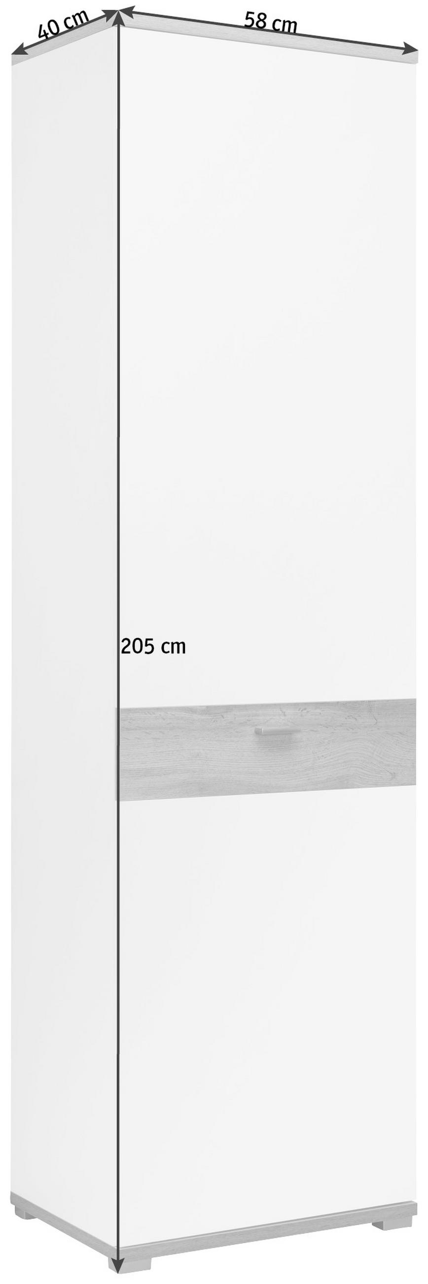 GARDEROBENSCHRANK  in 58/205/40 cm  - Eichefarben/Weiß, Design, Holzwerkstoff/Metall (58/205/40cm) - Carryhome