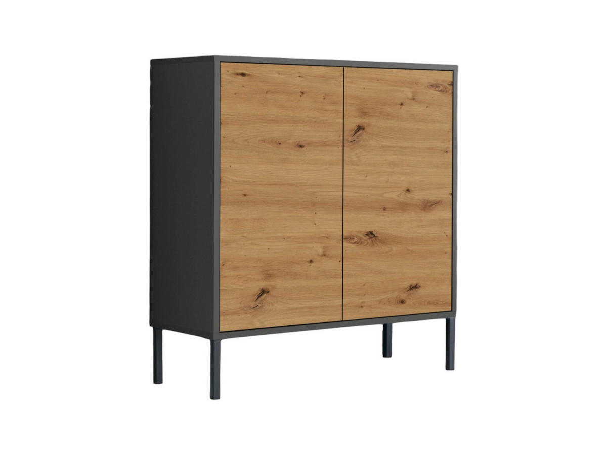 KOMMODE Mailand Typ 4 + MF  in 79/86/33 cm  - Anthrazit/Eiche Artisan, MODERN, Holzwerkstoff/Metall (79/86/33cm) - MID.YOU