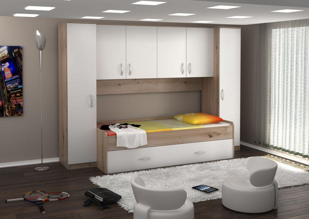MLADINSKA SOBA bela, barve hrasta - barve hrasta/bela, Konvencionalno, leseni material (285/200/94cm) - Boxxx