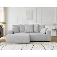 ECKSOFA Ottomane links  ATILLA Hellgrau Cord  - Hellgrau/Schwarz, MODERN, Kunststoff/Textil (149/244cm)