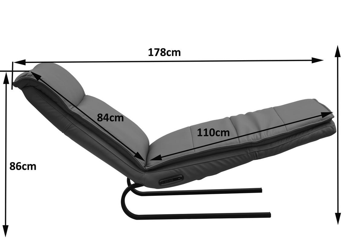 RELAXLIEGE Lederlook Kombination Echtleder/Lederlook Grau  - Schwarz/Grau, Design, Leder/Holz (69/108-86/130-174cm) - Lomoco