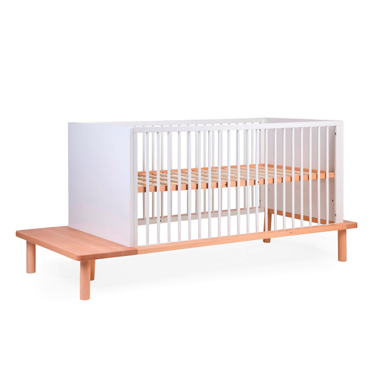 GITTERBETT Evobed 5in1 Naturel inkl. Rausfallschutz B140PLF  - Weiß/Naturfarben, KONVENTIONELL (182/84/84cm) - Childhome