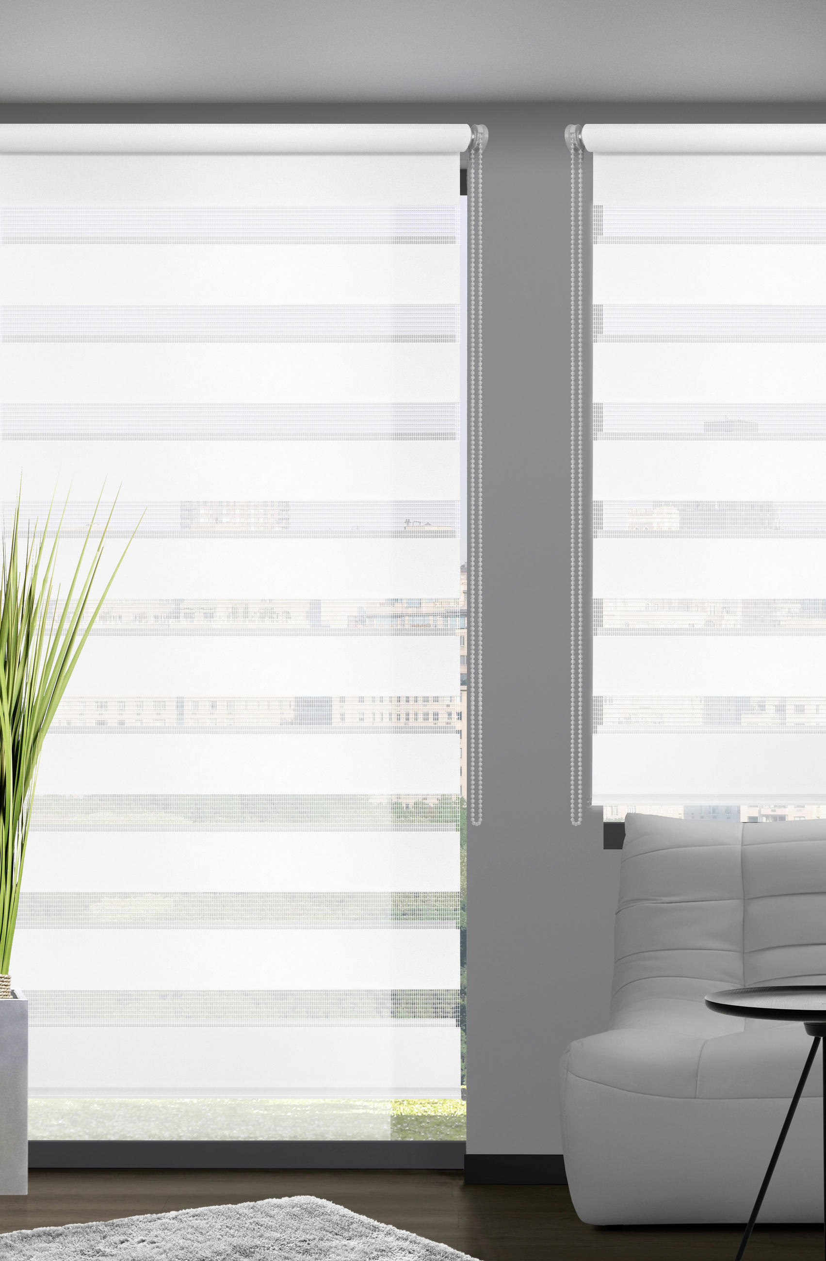 DOPPELROLLO  - Transparent/Weiß, Basics, Textil (140/160cm)