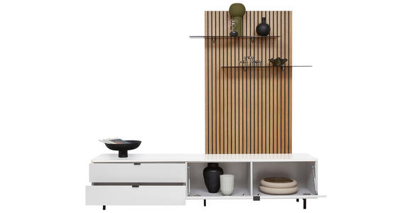 ANBAUWAND  in Naturfarben, Weiß  216/149/46 cm  - Weiß/Naturfarben, Design, Glas/Holzwerkstoff (216/149/46cm) - Dieter Knoll