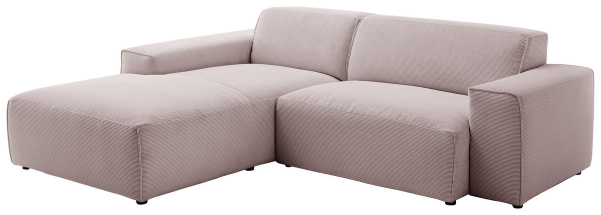 ECKSOFA in Cord Altrosa  - Schwarz/Altrosa, Design, Kunststoff/Textil (189/230cm) - Pure Home Lifestyle