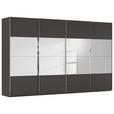 SCHWEBETÜRENSCHRANK  in Graphitfarben  - Chromfarben/Graphitfarben, Design, Glas/Holzwerkstoff (361/223/68cm) - Novel