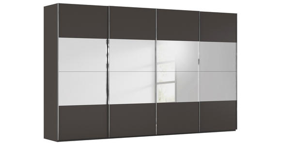 SCHWEBETÜRENSCHRANK  in Graphitfarben  - Chromfarben/Graphitfarben, Design, Glas/Holzwerkstoff (361/223/68cm) - Novel