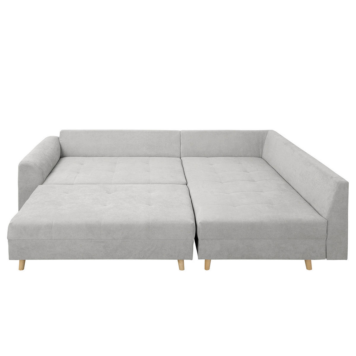 ECKSOFA inkl. Hocker Ariella Hellgrau Mikrofaser  - Hellgrau/Naturfarben, Design, Holz/Textil (161/231cm) - Livetastic
