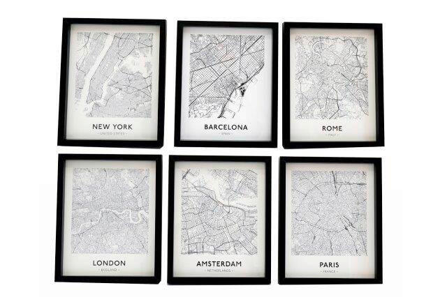 KÉP SZETT 20/25/2.5 cm  - fekete/fehér, Basics, faalapú anyag/Üveg (20/25/2.5cm)