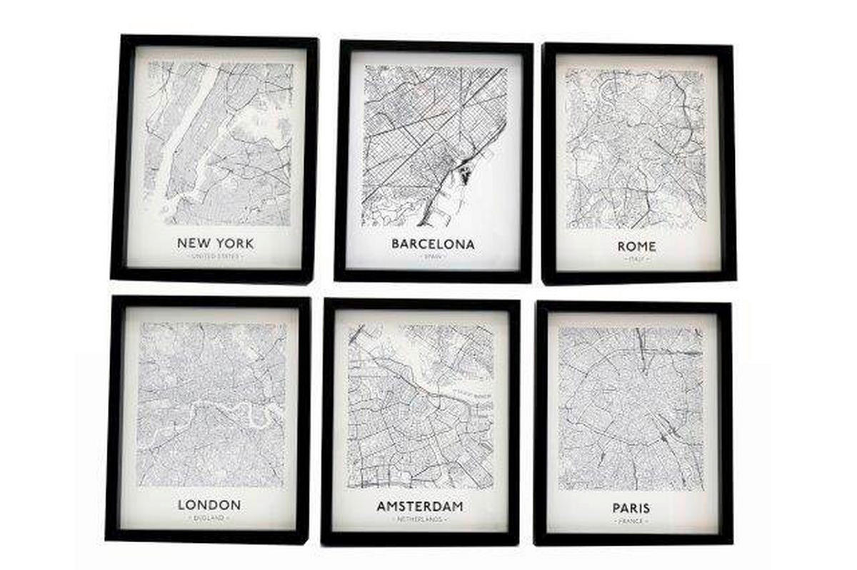 KÉP SZETT 20/25/2.5 cm  - fekete/fehér, Basics, faalapú anyag/Üveg (20/25/2.5cm)