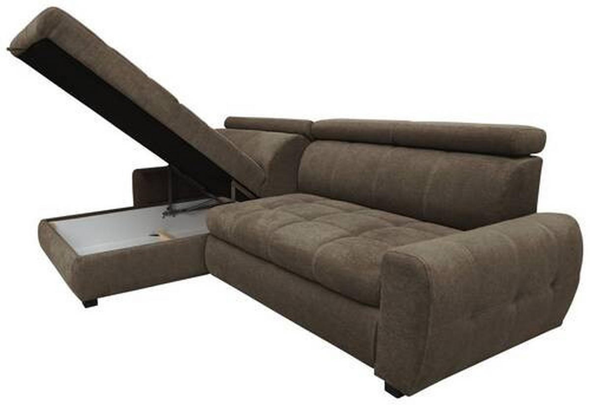 ECKSOFA in Webstoff Dunkelbraun  - Weiss/Dunkelbraun, Design, Kunststoff/Textil (276/173cm) - Stylife