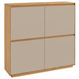 SCHUHSCHRANK 127/124/37 cm  - Sandfarben/Eiche Bianco, Design, Holz/Holzwerkstoff (127/124/37cm) - Novel