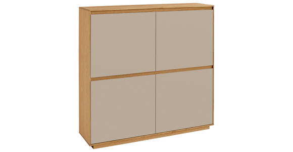 SCHUHSCHRANK 127/124/37 cm - Sandfarben/Eiche Bianco, Design, Holz/Holzwerkstoff (127/124/37cm) - Novel