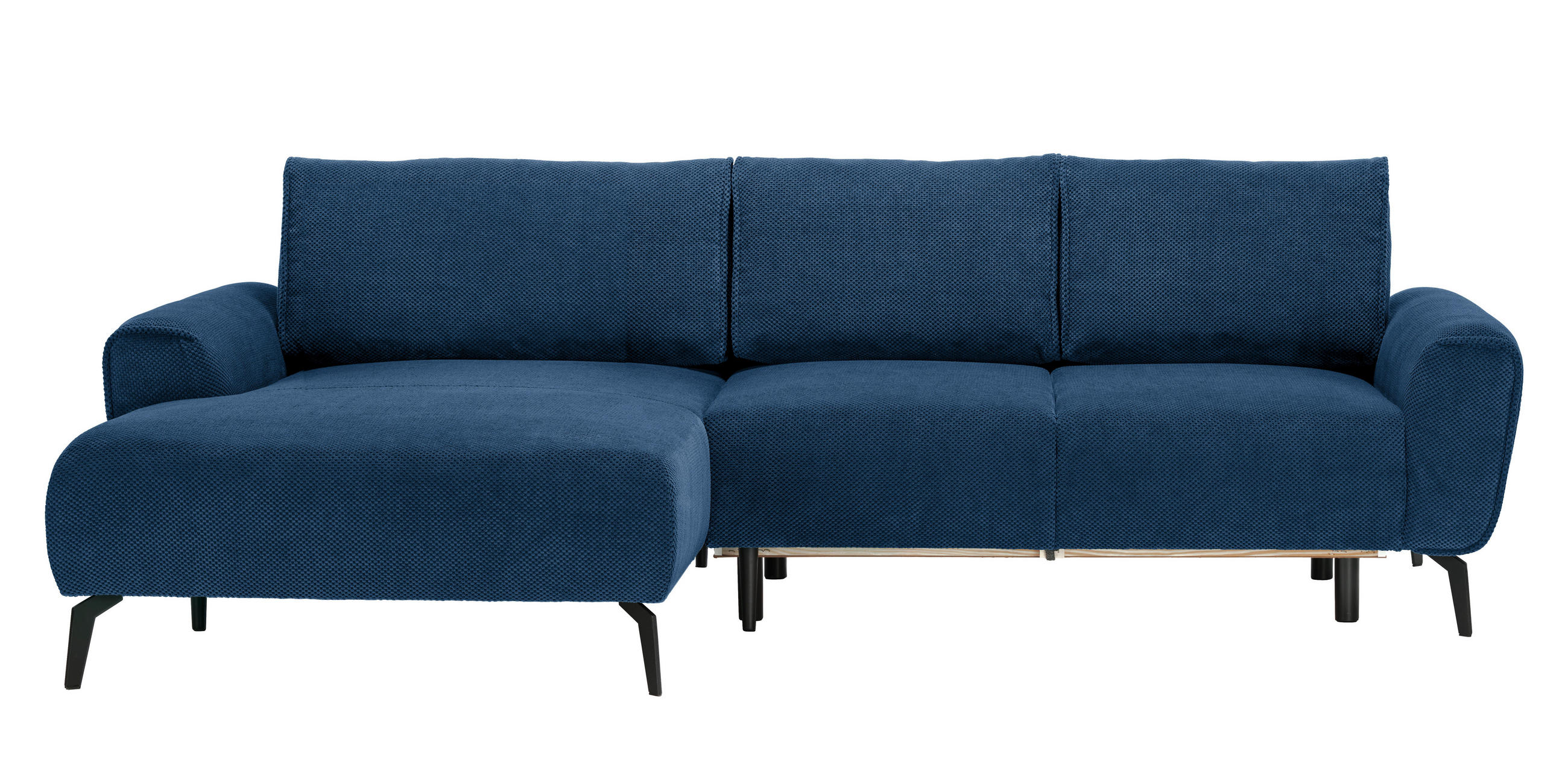 ECKSOFA in Webstoff Blau  - Blau/Schwarz, Design, Textil/Metall (170/272cm) - Welnova
