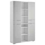 AKTENSCHRANK Weiß, Chromfarben, Hellgrau  - Chromfarben/Hellgrau, MODERN, Glas/Holzwerkstoff (121,8/199,4/37,2cm) - Voleo