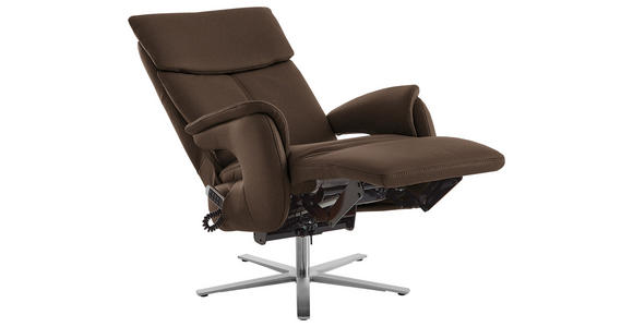 RELAXSESSEL in Leder Braun - Edelstahlfarben/Braun, Design, Leder/Metall (70/124/85cm) - Cantus