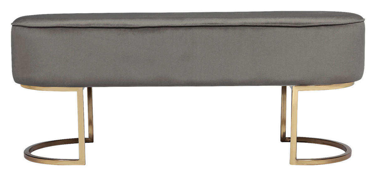 SITZBANK Holz, Metall, Textil, Holzwerkstoff Grau  - Goldfarben/Grau, Design, Holz/Holzwerkstoff (105/41/40cm) - Kayoom