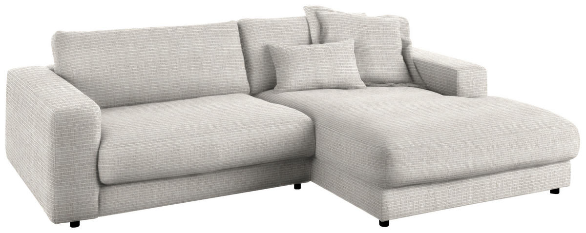 ECKSOFA in Chenille Hellgrau  - Hellgrau/Schwarz, Design, Kunststoff/Textil (270/190cm) - Lomoco