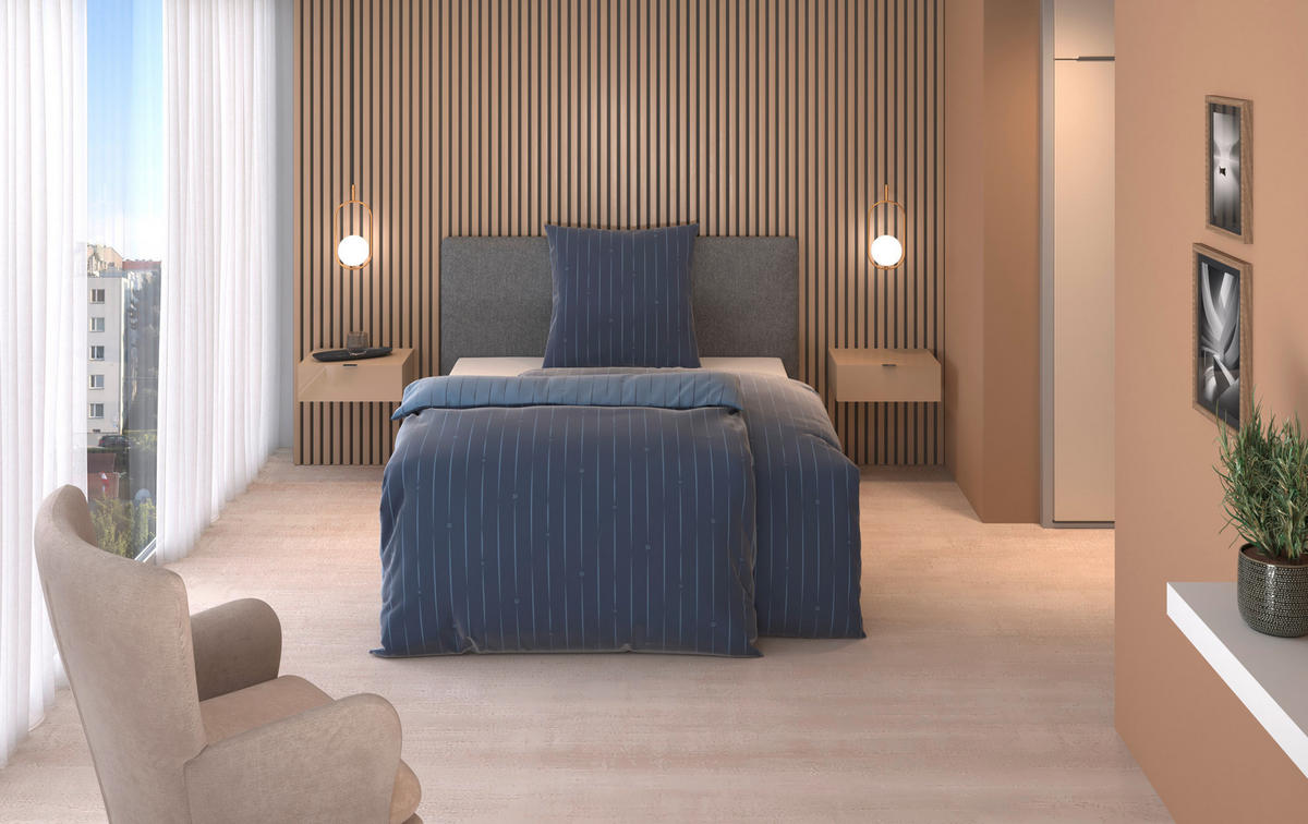 WENDEBETTWÄSCHE STRIPES DK Satin 135/200 cm  - Blau, Design, Textil (135/200cm) - Dieter Knoll