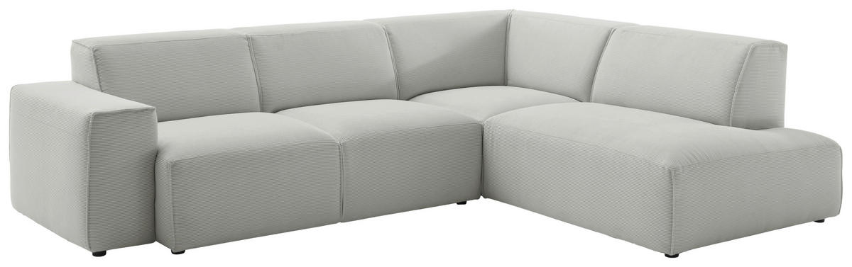 ECKSOFA in Cord Hellgrau  270/210 cm  - Hellgrau/Schwarz, Design, Kunststoff/Textil (270/210cm) - Pure Home Lifestyle