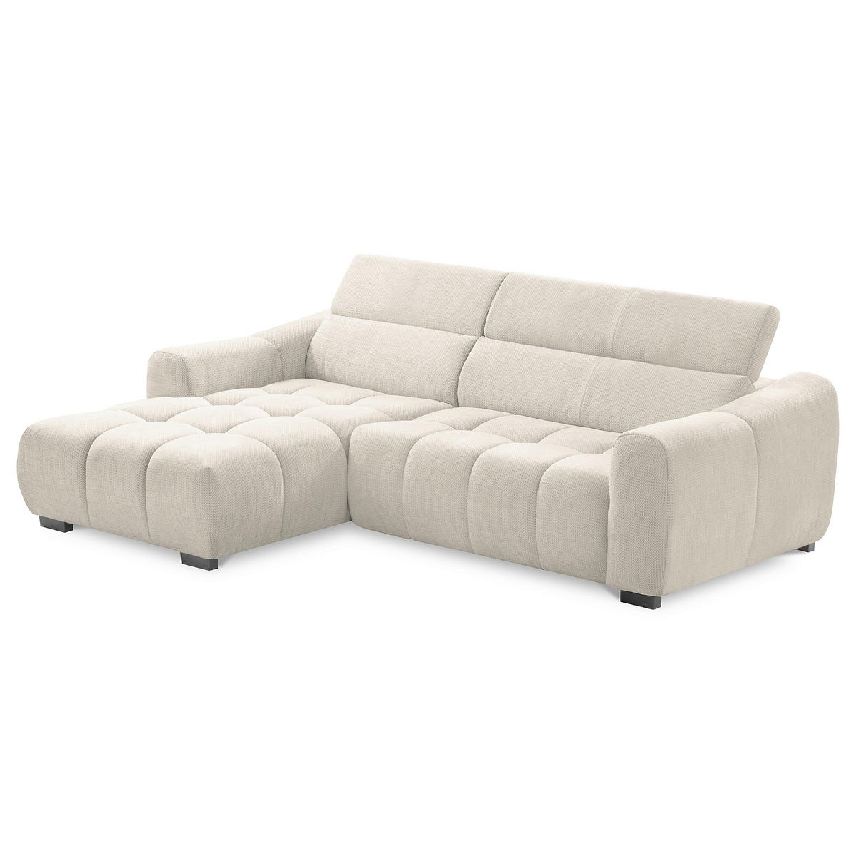 ECKSOFA  Webstoff Weiss  - Weiss/Schwarz, Design, Kunststoff/Textil (177/274cm) - Livetastic