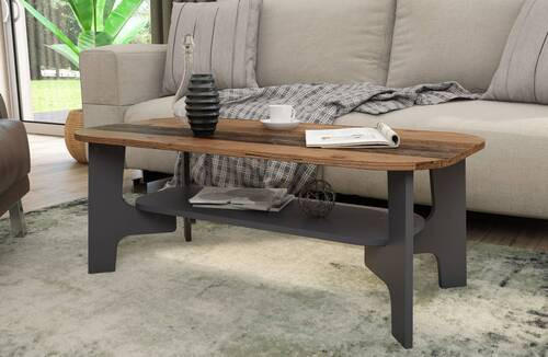 COUCHTISCH 110/55/42,5 cm rechteckig Graphitfarben, Alteiche  - Alteiche/Graphitfarben, KONVENTIONELL, Holzwerkstoff (110/55/42,5cm) - MID.YOU