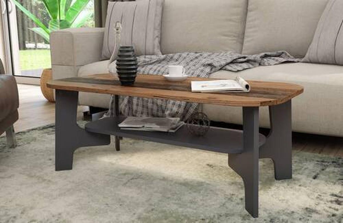 COUCHTISCH 110/55/42,5 cm rechteckig Graphitfarben, Alteiche  - Alteiche/Graphitfarben, KONVENTIONELL, Holzwerkstoff (110/55/42,5cm) - MID.YOU