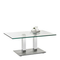 COUCHTISCH in Metall, Glas 110/70/46-65 cm  - Chromfarben/Edelstahlfarben, Design, Glas/Kunststoff (110/70/46-65cm)