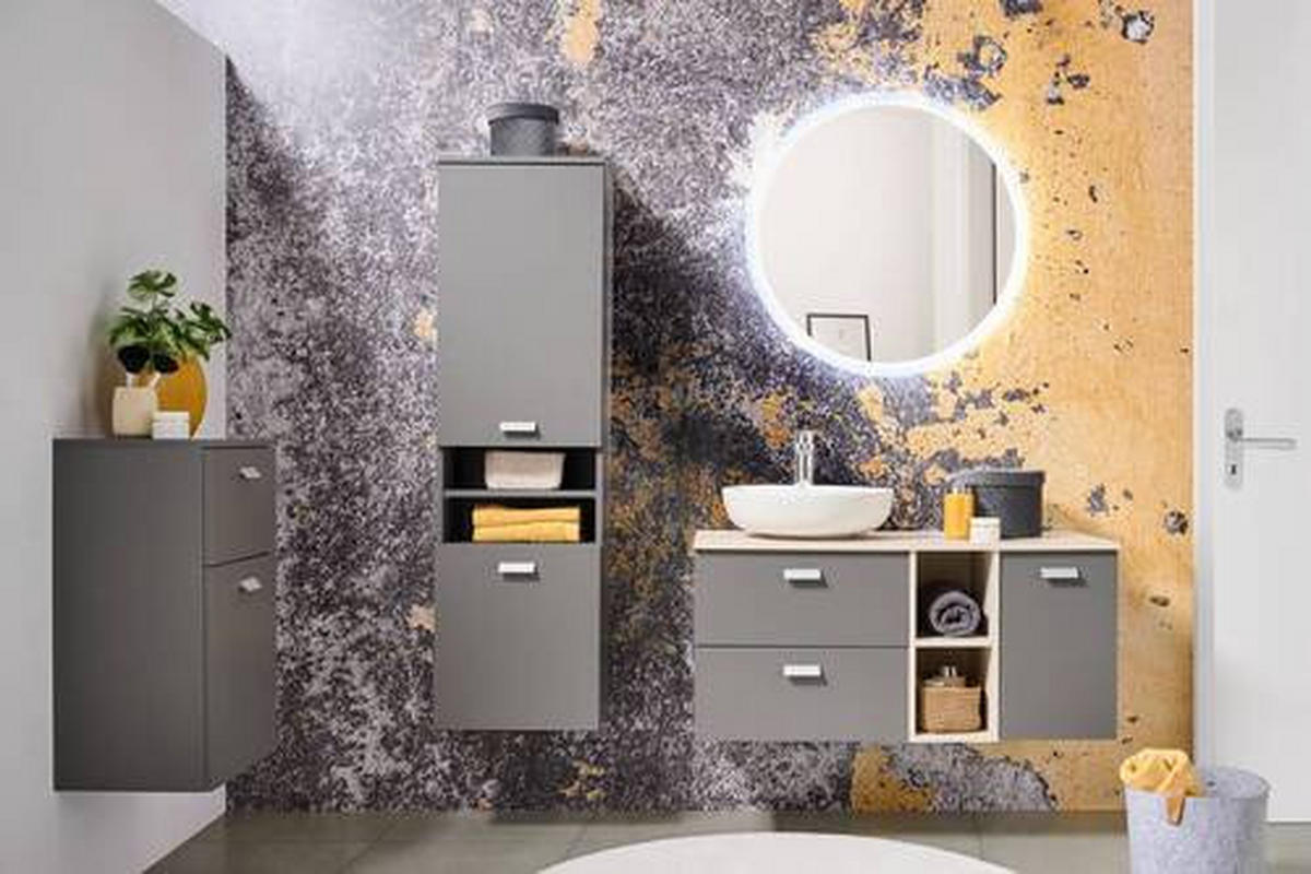 UNTERSCHRANK 40,3/70/32 cm   - Eichefarben/Silberfarben, MODERN, Holzwerkstoff/Metall (40,3/70/32cm) - Stylife